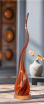 Hand Blown Red Glass Flame Lamp: LED Ambient Light