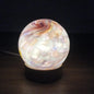 Hand Blown Glass Sphere Lamp: Ambient LED Night Light with Wooden Base, Multiple Colours