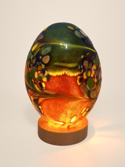Hand Blown Art Deco Glass Egg Lamp: Unique Night Light