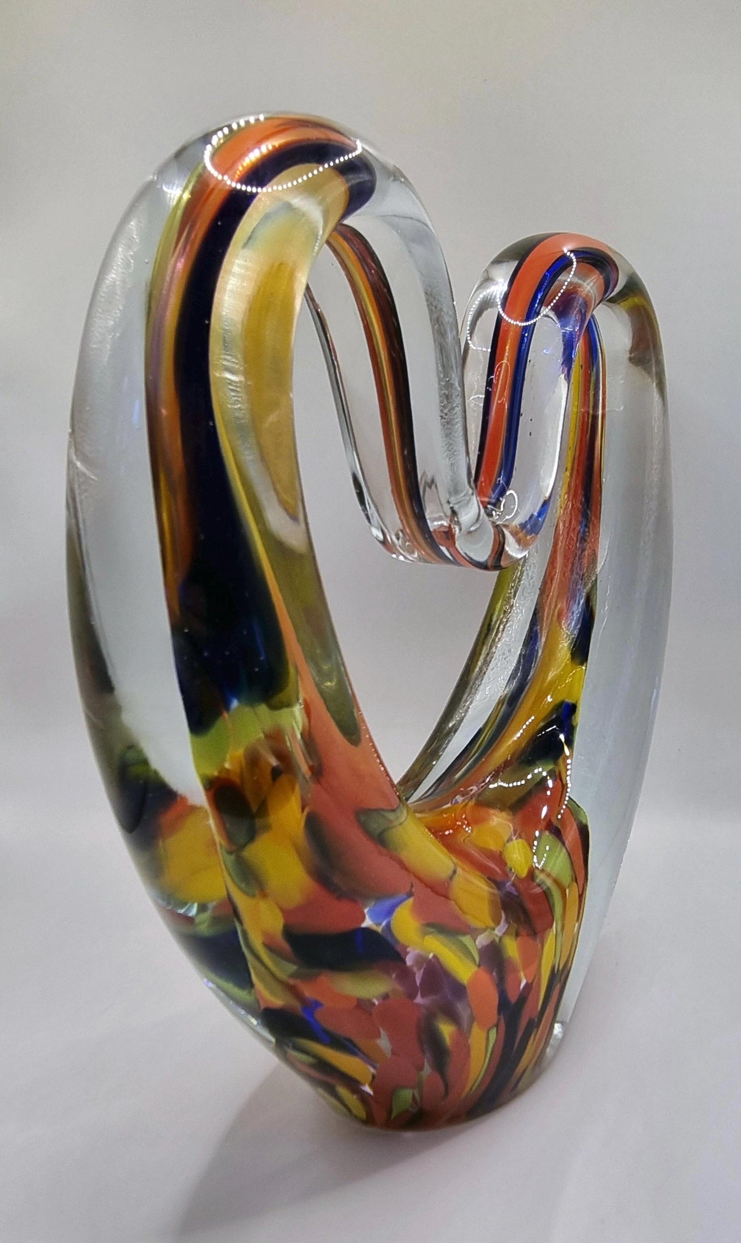 Iridescent Heart Lamp: Hand Blown Glass LED Sculpture, Romantic Home Decor