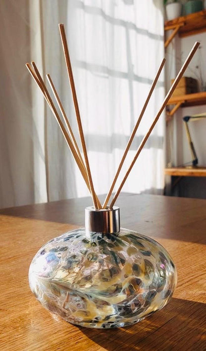 Handcrafted Glass Diffuser Lamp with Wood Stopper & LED Base