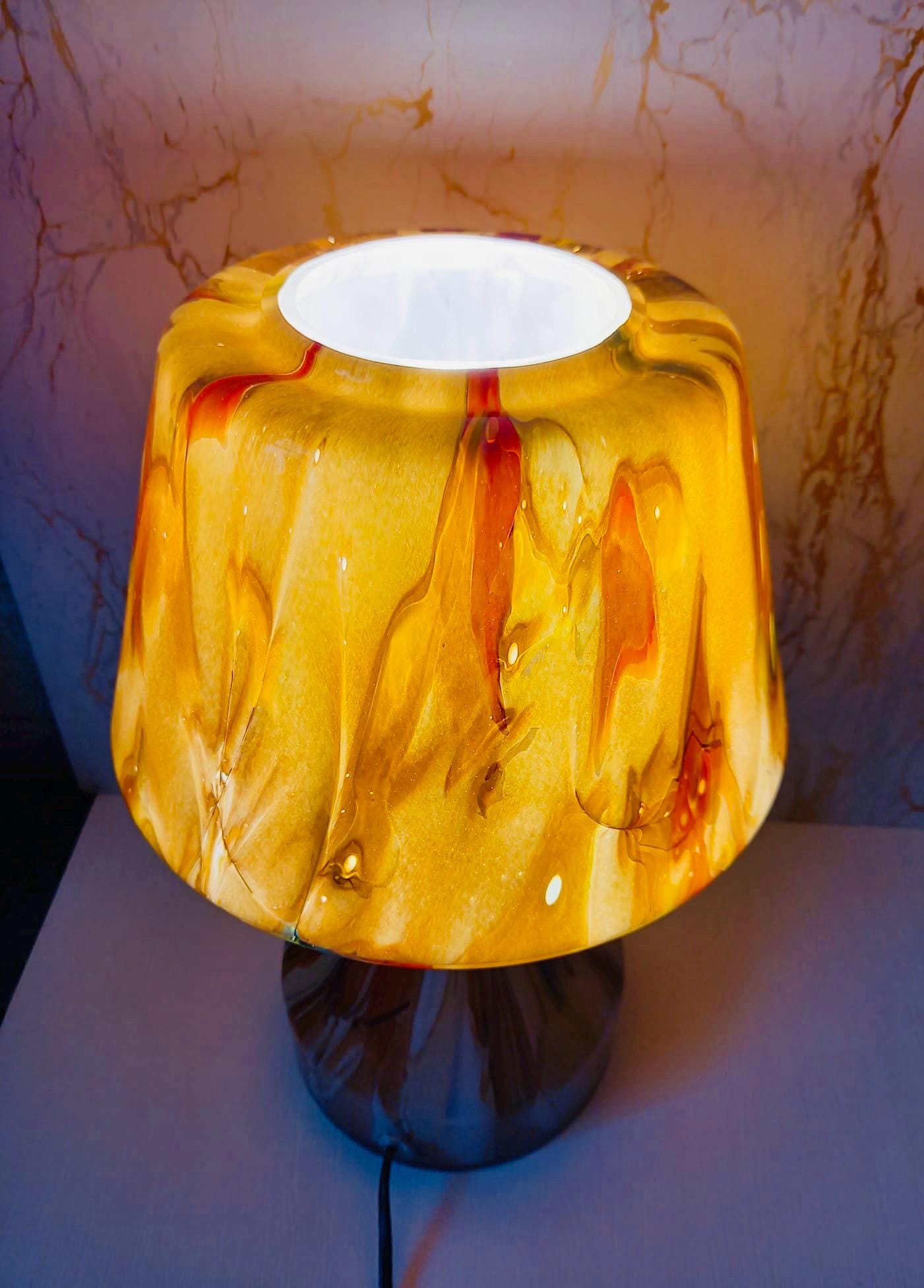 Handblown Glass Lamp: Art Glass Night Light, Ambient Decor