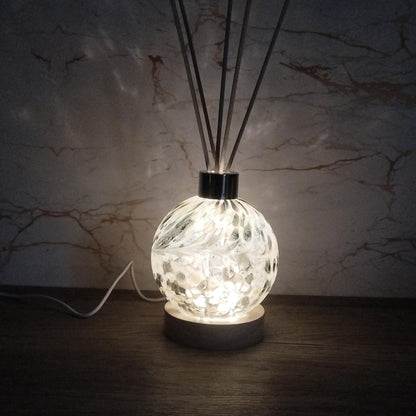 Handcrafted Iridescent Glass Diffuser Lamp with LED Light, Elegant Room Fragrance