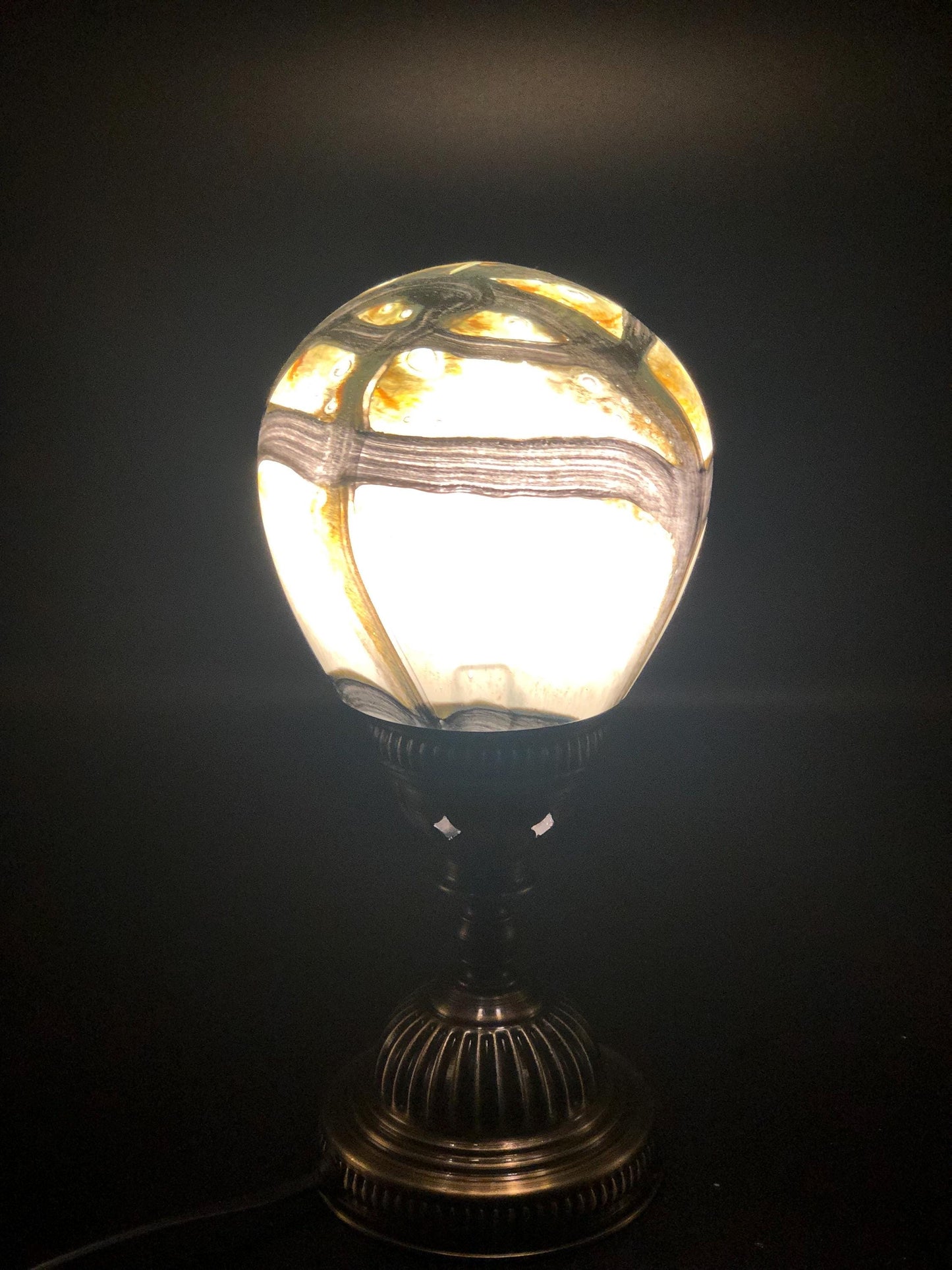 Handcrafted Glass Globe Table Lamp: Antique Style Base, USB Powered