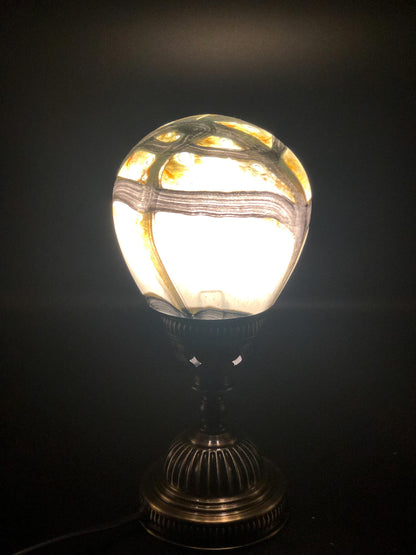 Handcrafted Glass Globe Table Lamp: Antique Style Base, USB Powered