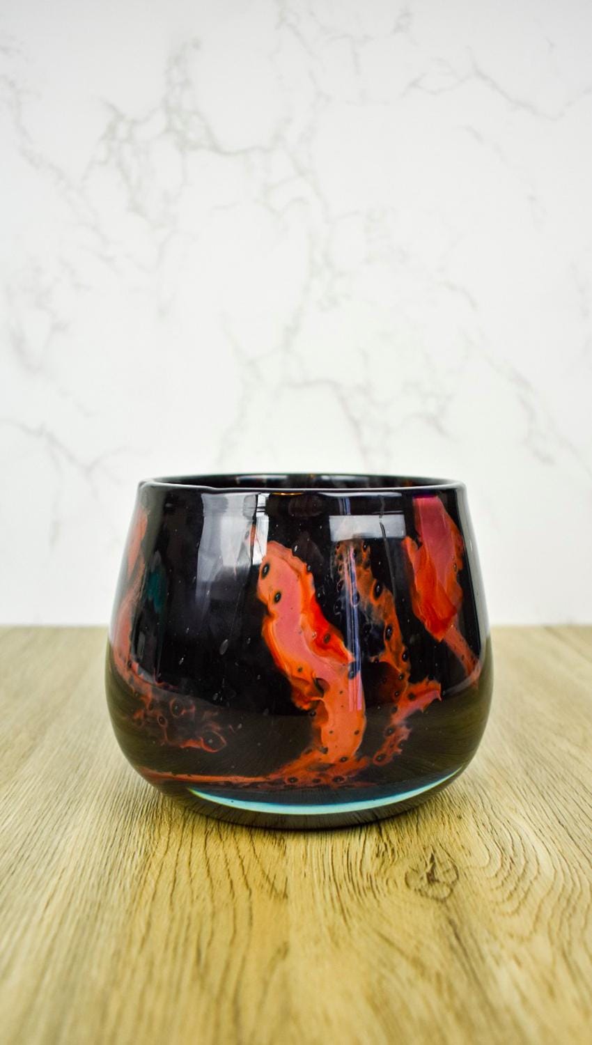 Handmade Mouth Blown Glass Vase: Elegant Home Decor (11cm)