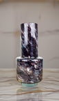 Hand Blown Glass Vase: Black Marble Art Decor (W12cm, H30cm)