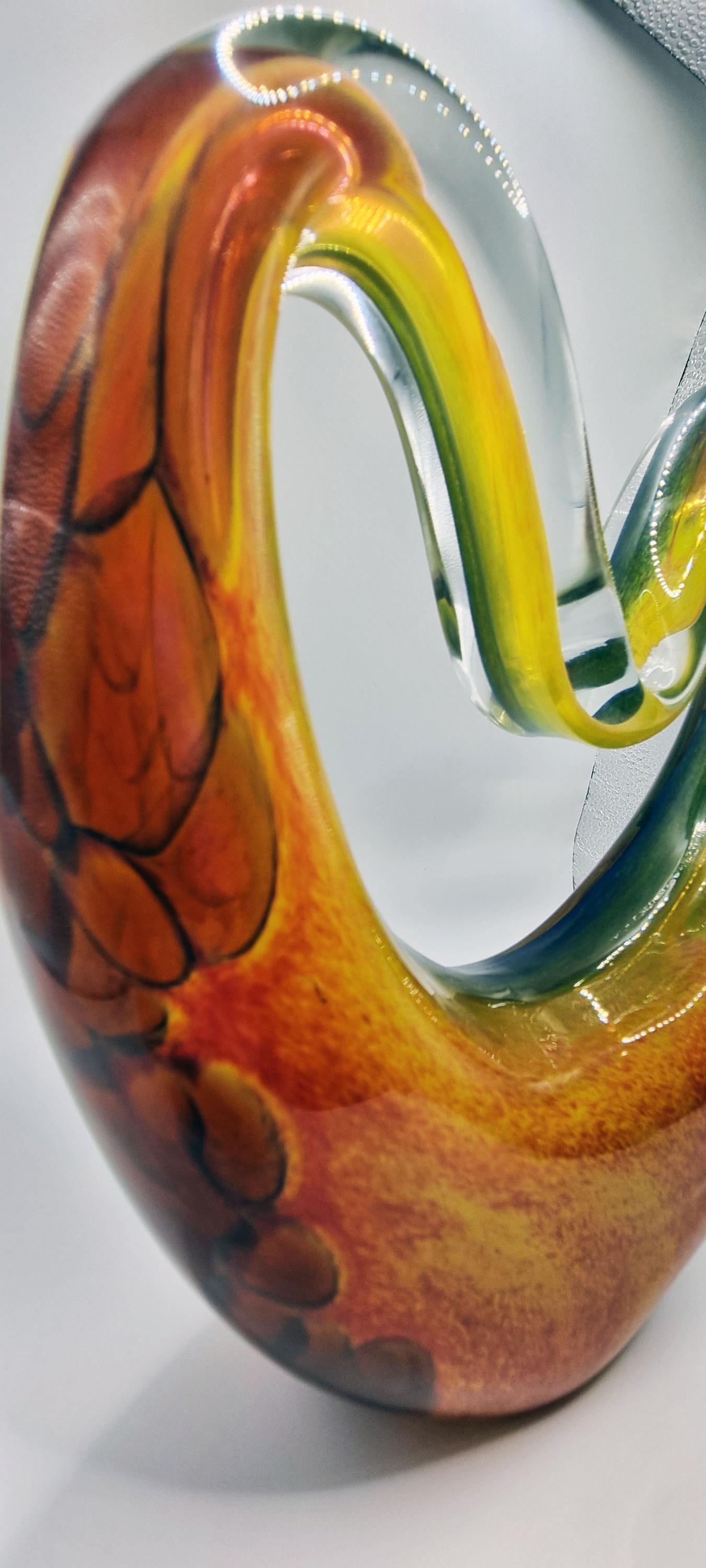 Iridescent Heart Glass Lamp: Handcrafted LED Sculpture - Romantic Home Decor