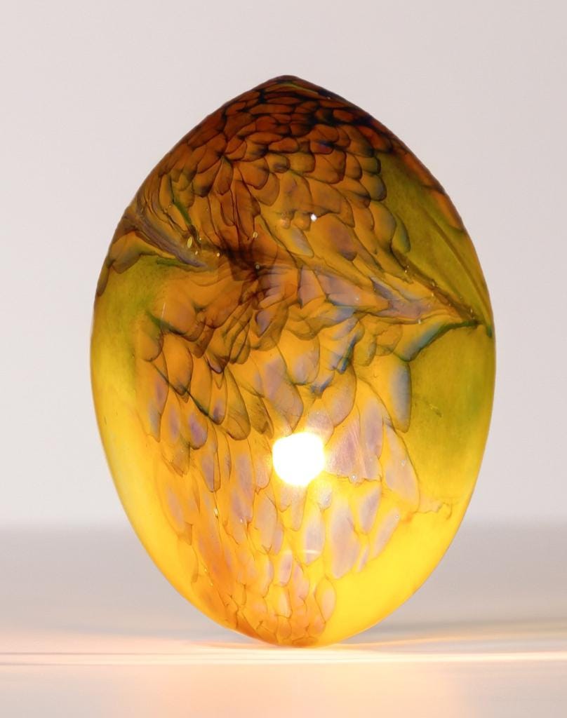 Giant Hand Blown Glass Dinosaur Egg Lamp: Art Deco Table Lamp (30cmX45cm)