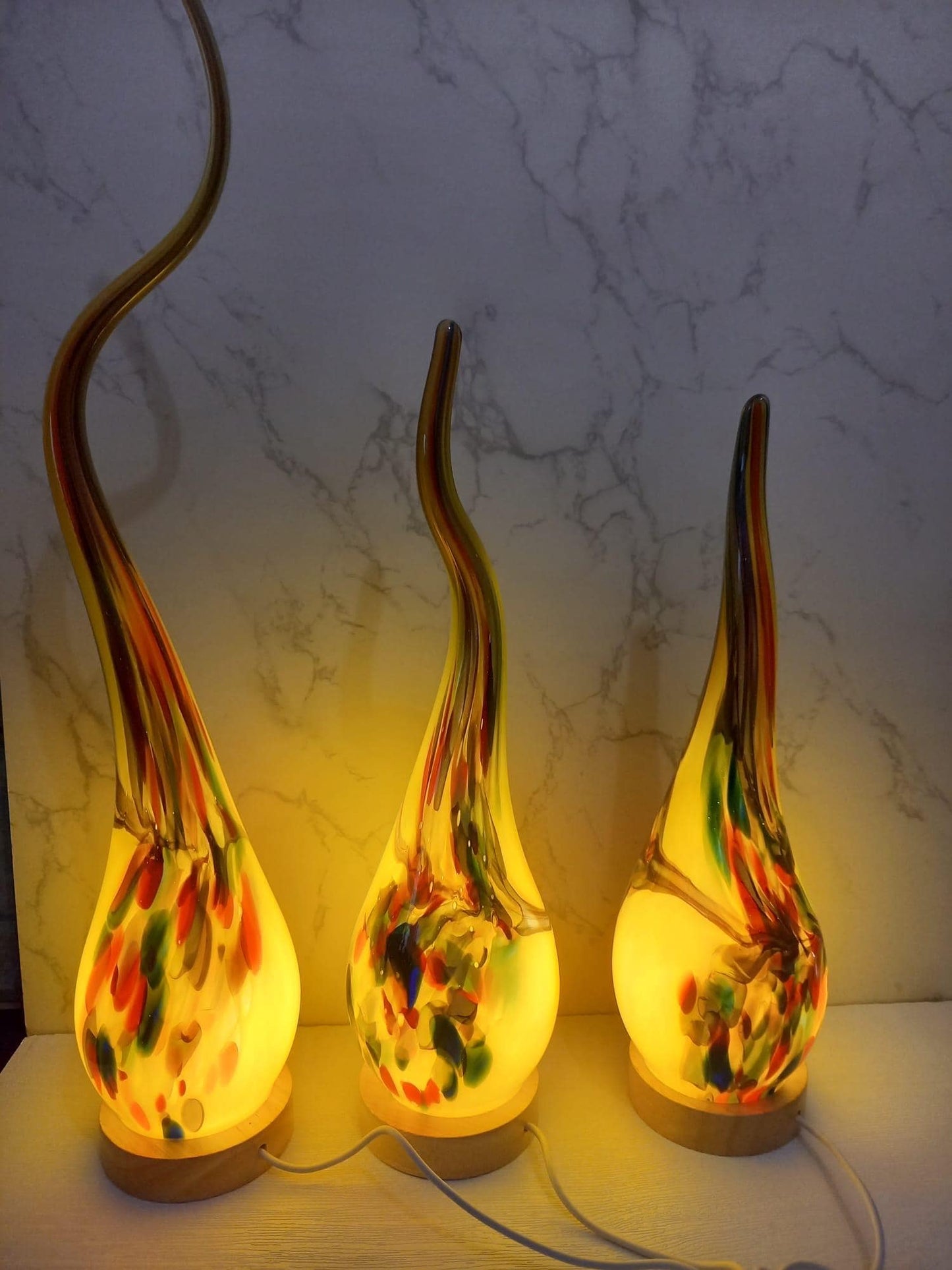 Colorful Flame Glass Lamp – Unique Handmade Artistic Light