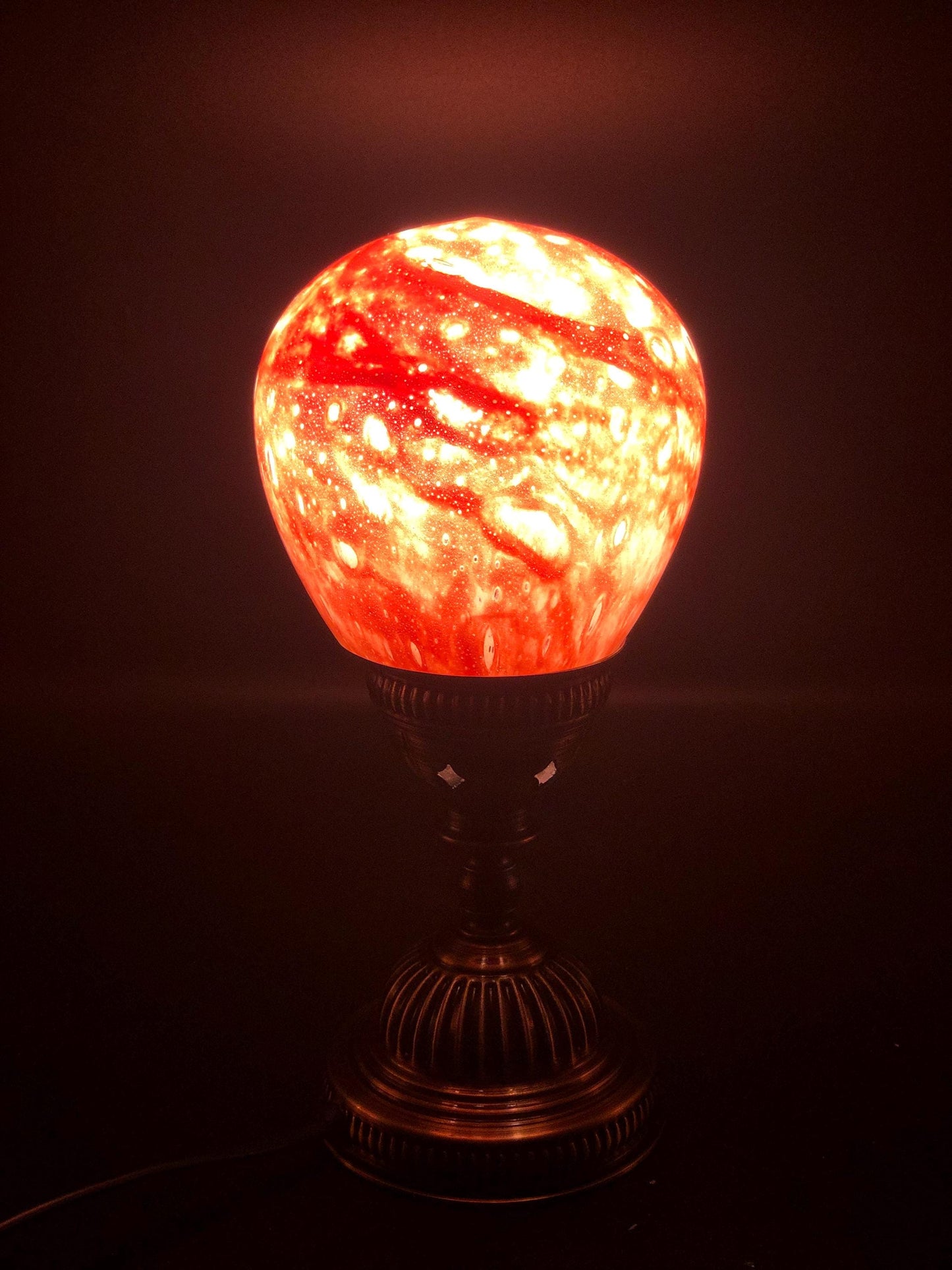 Handcrafted Glass Globe Table Lamp: Antique Style Base, USB Powered