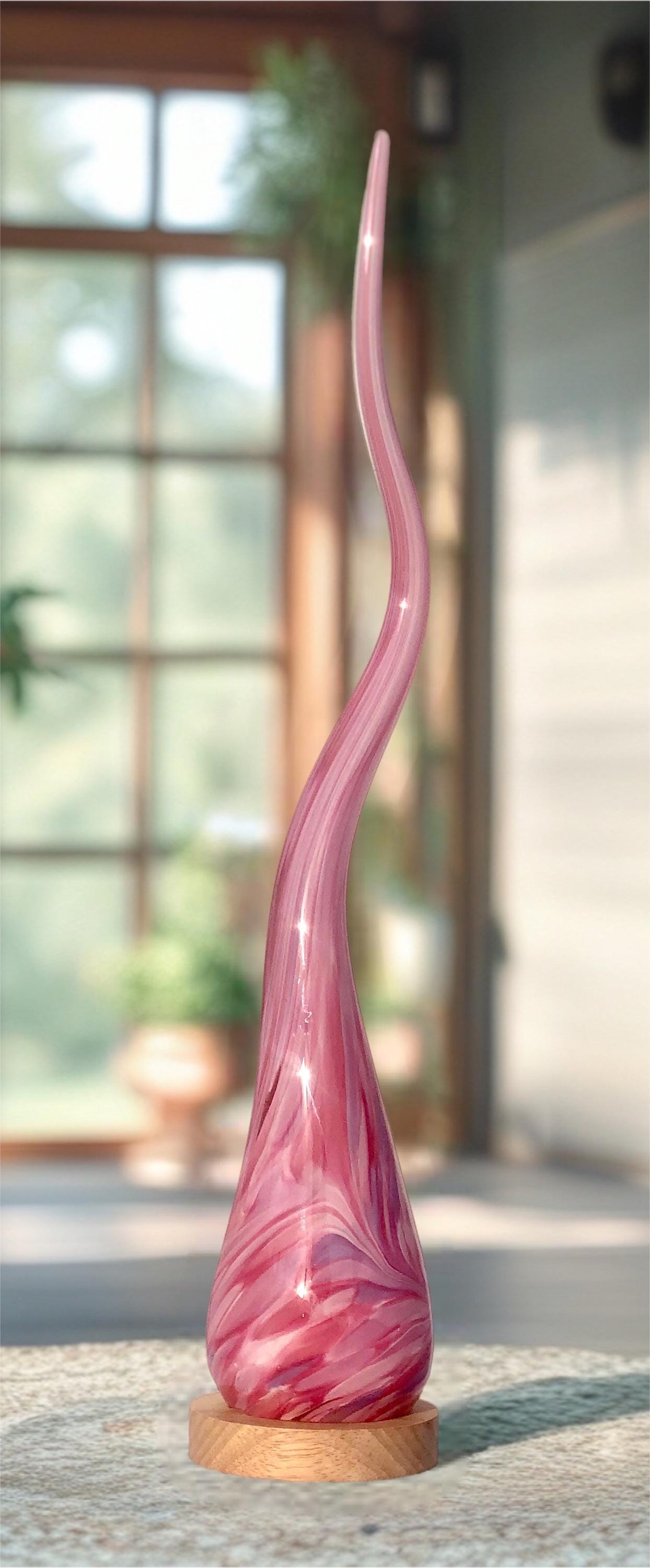 Hand Blown Flame Glass LED Lamp: Unique Ambient Art Light