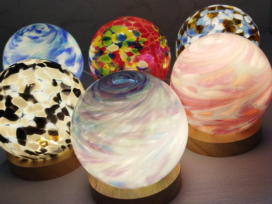 Handcrafted LED Glass Sphere Lamp: 6 Color Artistic Table Light