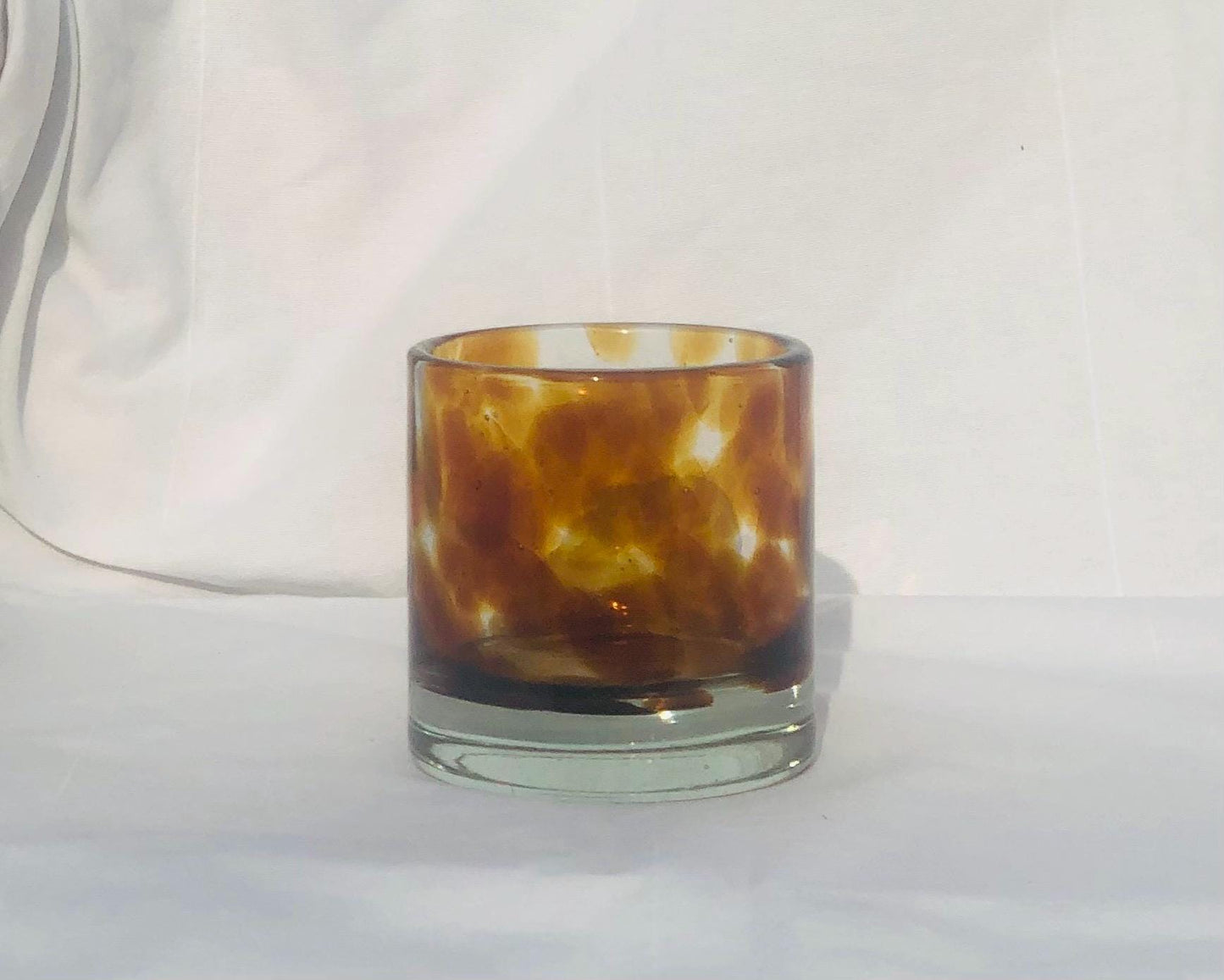 Handmade Mouth Blown Glass Desk Organiser: Marble Design Candle Holder