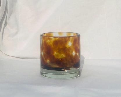 Handmade Mouth Blown Glass Desk Organiser: Marble Design Candle Holder