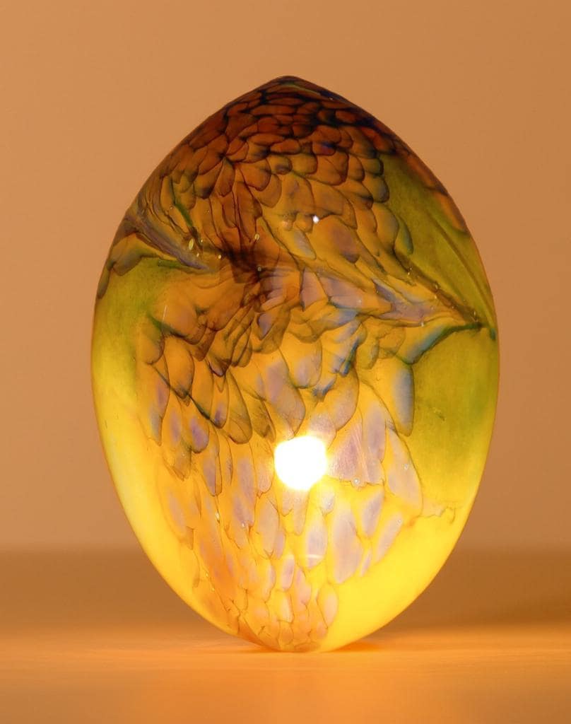 Giant Hand Blown Glass Dinosaur Egg Lamp: Art Deco Table Lamp (30cmX45cm)