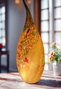 Hand Blown Glass Ghost Lamp: Art Deco Table Lamp