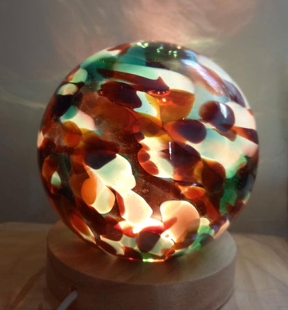 Handcrafted Glass Sphere LED Lamp: Unique Ambient Lighting, USB Powered