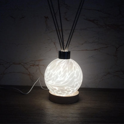 Handcrafted Iridescent Glass Diffuser Lamp with LED Light, Elegant Room Fragrance