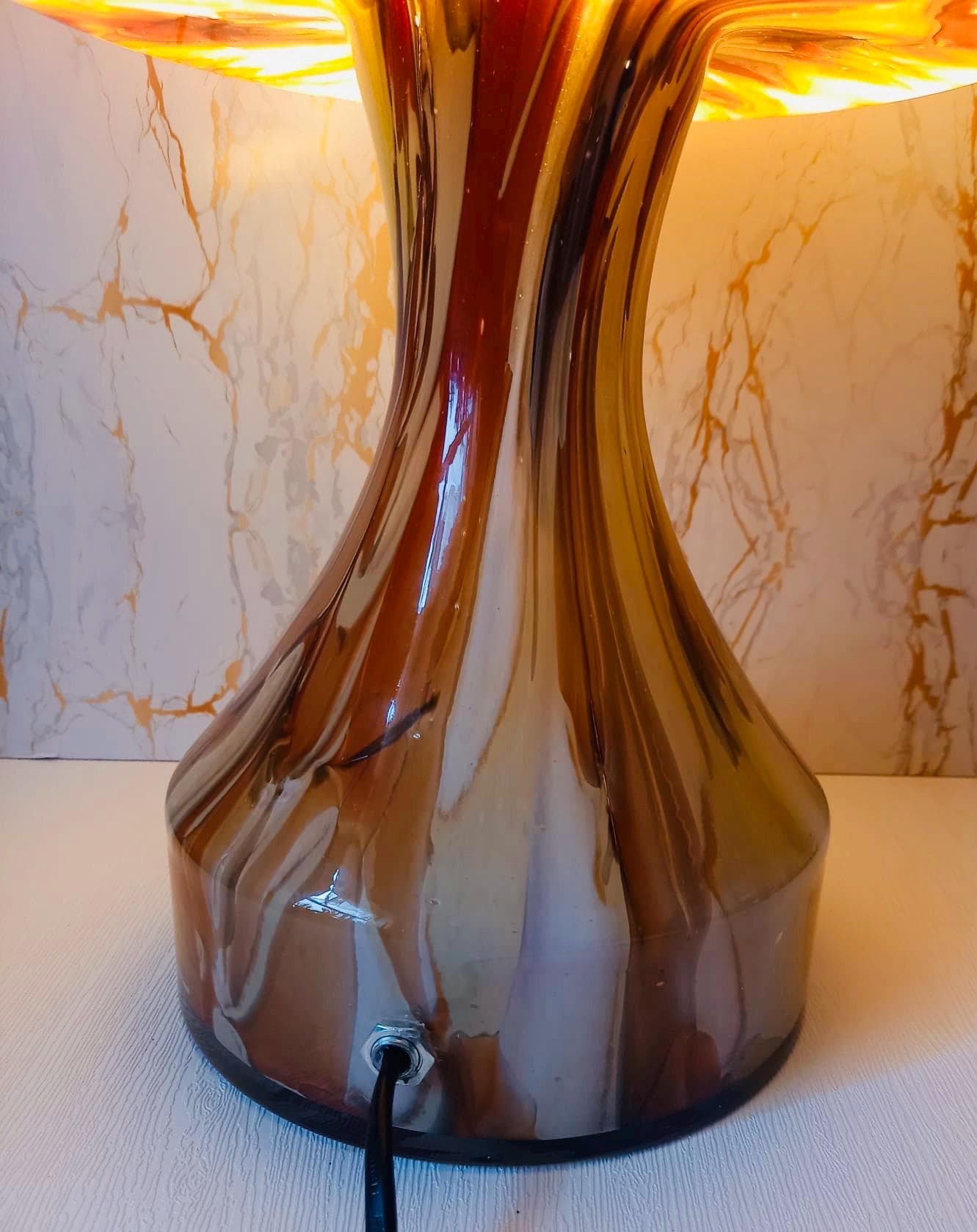 Handblown Glass Lamp: Art Glass Night Light, Ambient Decor