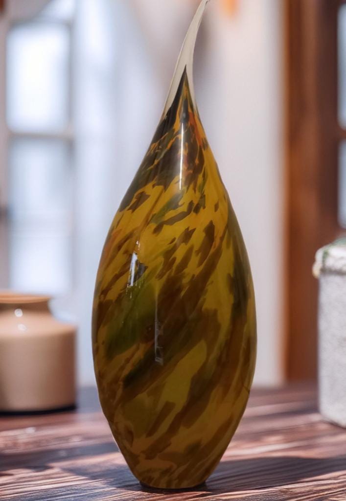 Hand Blown Glass Ghost Lamp: Art Deco Table Lamp