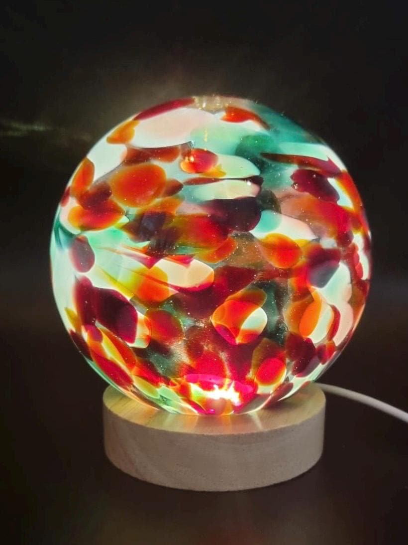 Handcrafted Glass Sphere LED Lamp: Unique Ambient Lighting, USB Powered