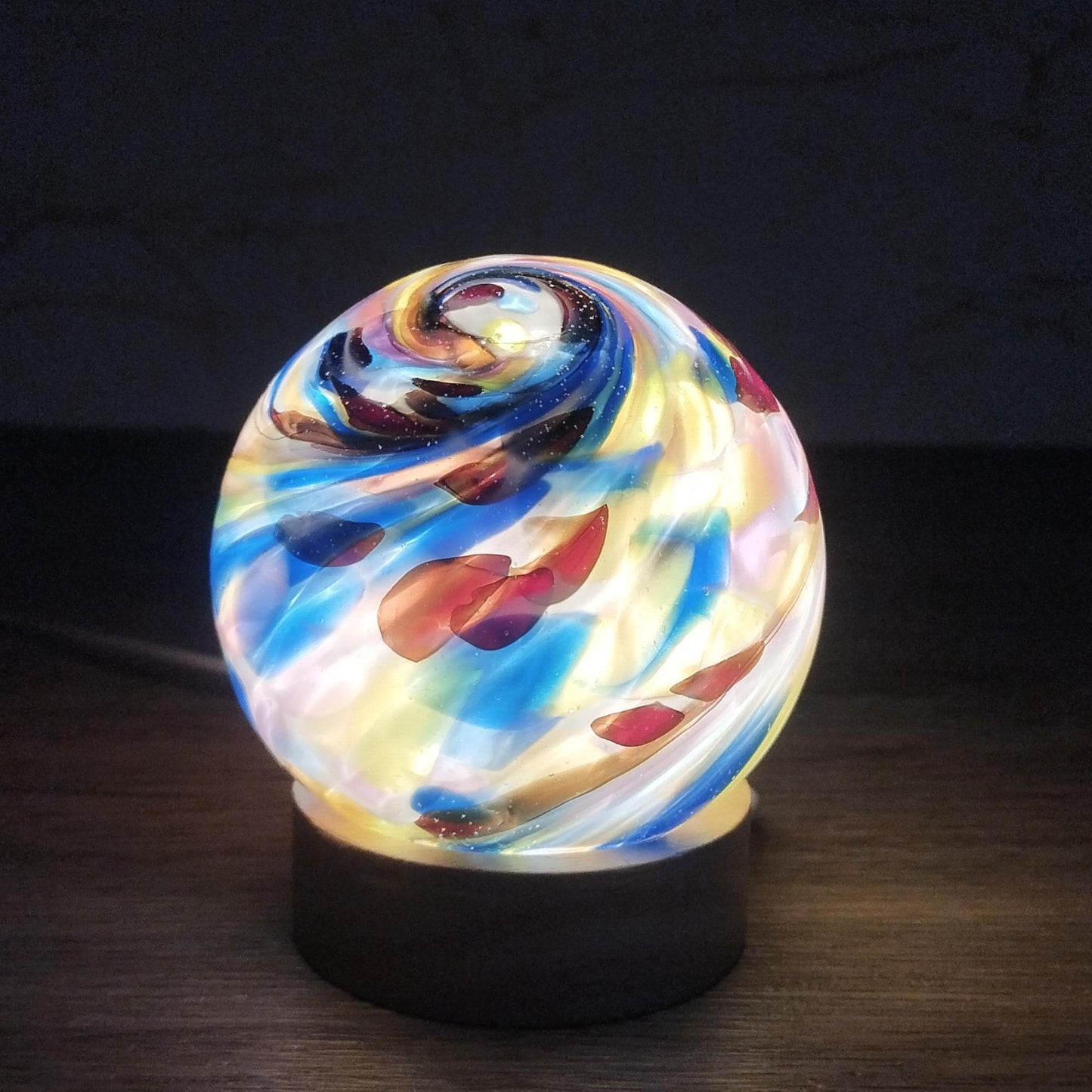Hand-Blown Glass Sphere Lamp: USB LED Ambient Night Light