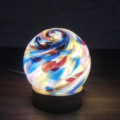 Hand-Blown Glass Sphere Lamp: USB LED Ambient Night Light