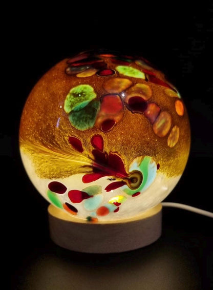 Handcrafted Glass Sphere LED Lamp: Unique Ambient Lighting