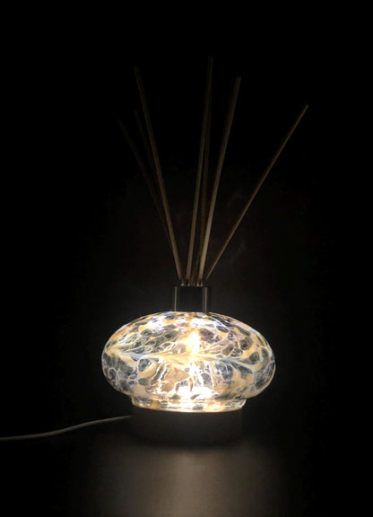 Handcrafted Glass Diffuser Lamp with Wood Stopper & LED Base