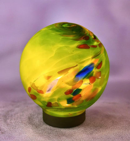 Handcrafted Green Swirl Glass Sphere Lamp: Cosy Ambient Light