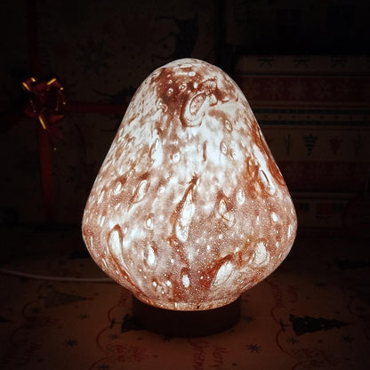 Hand Blown Strawberry Glass Lamp: LED Ambient Night Light, Lamp For Bedroom Or Nursery