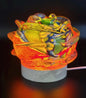 Iridescent Rose Glass Lamp: Hand-Blown LED Sculpture, USB Powered