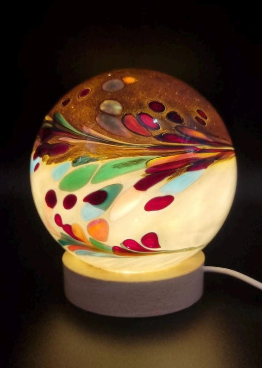 Handcrafted Glass Sphere LED Lamp: Unique Ambient Lighting