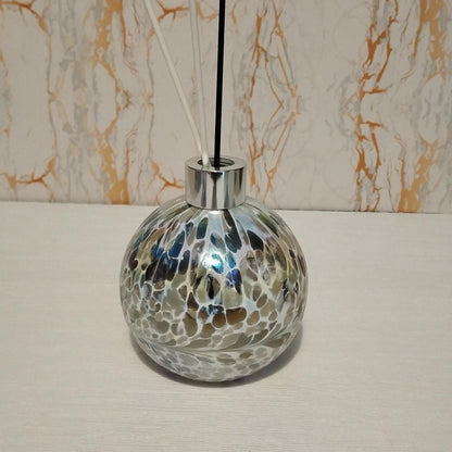 Handcrafted Iridescent Glass Diffuser Lamp with LED Light, Elegant Room Fragrance