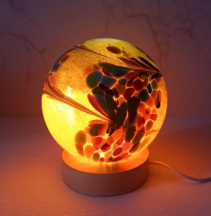Iridescent Glass Sphere Lamp: Handmade LED Mood Lighting