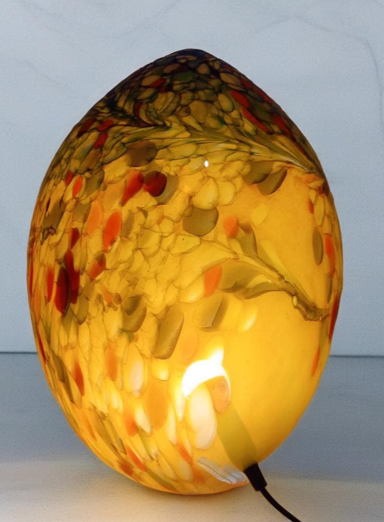 Giant Hand Blown Glass Dinosaur Egg Lamp: Art Deco Table Lamp (30cmX45cm)