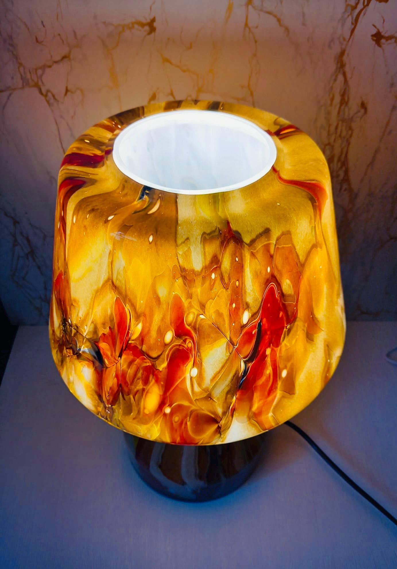 Handblown Glass Lamp: Art Glass Night Light, Ambient Decor