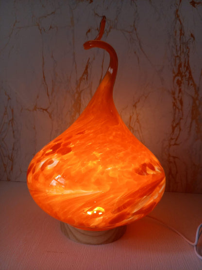 Red Glass Flame Lamp: Artisan USB Mood Light, Cosy Ambient Decor