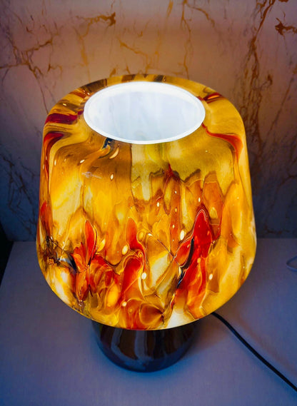 Handblown Glass Lamp: Art Glass Night Light, Ambient Decor