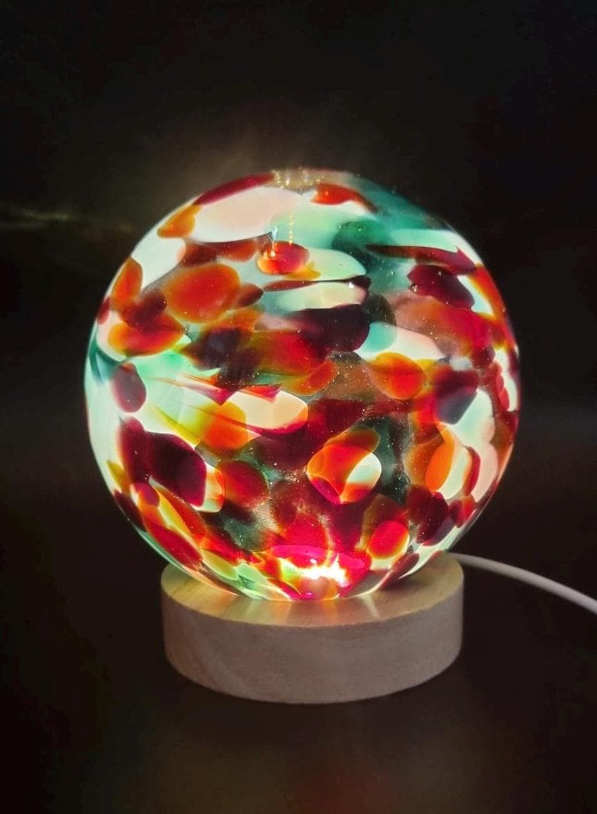 Handcrafted Glass Sphere LED Lamp: Unique Ambient Lighting, USB Powered