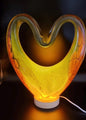 Iridescent Heart Glass Lamp: Handcrafted LED Sculpture - Romantic Home Decor