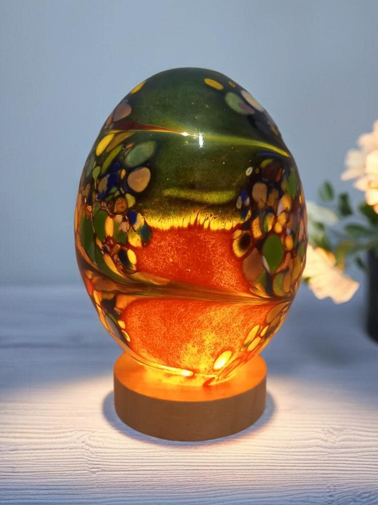 Hand Blown Art Deco Glass Egg Lamp: Unique Night Light