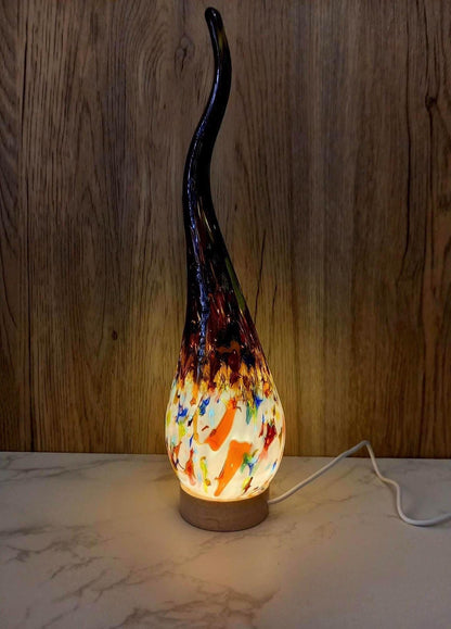Hand Blown Glass Swirl Lamp: Colorful Ambient Light, Polish Art Glass