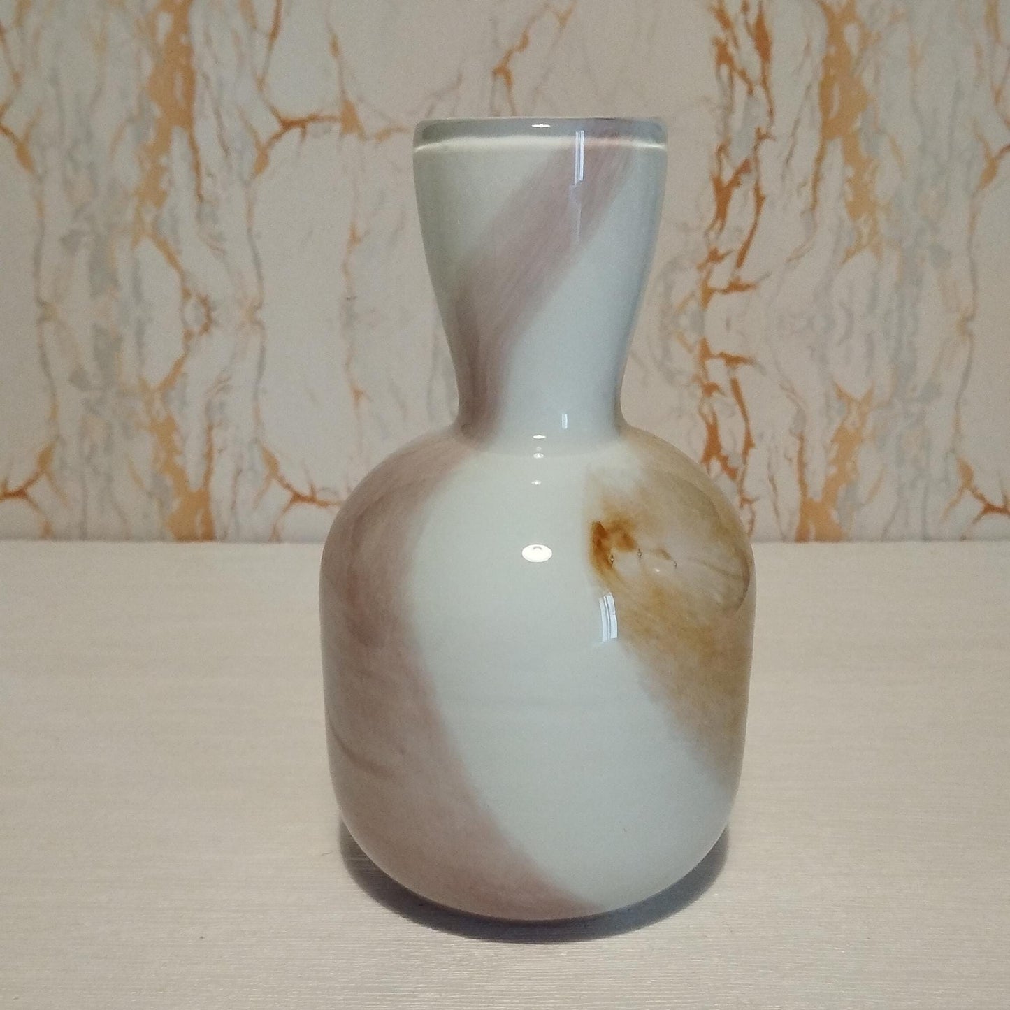 Handcrafted Glass Vase: Swirled Art Glass, Home Decor (170mm x 100mm)
