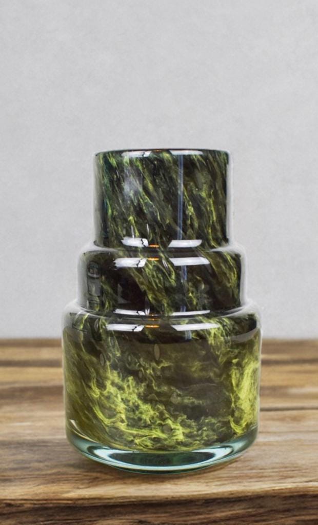 19cm Mouth Blown Green Glass Vase Torch Home Decor,