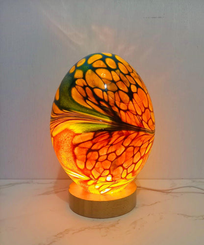 Hand Blown Art Deco Glass Egg Lamp: Unique Night Light