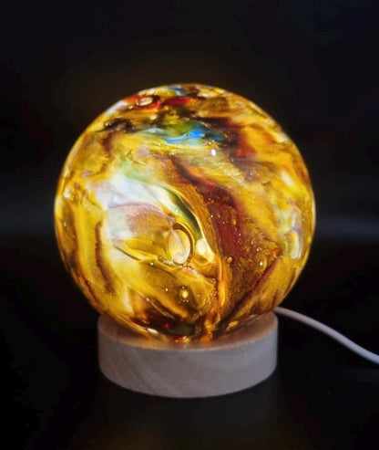 Handcrafted Glass Sphere Lamp: 120mm LED USB Desk Light