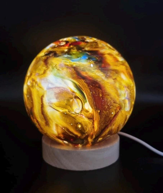 Handcrafted Glass Sphere Lamp: 120mm LED USB Desk Light