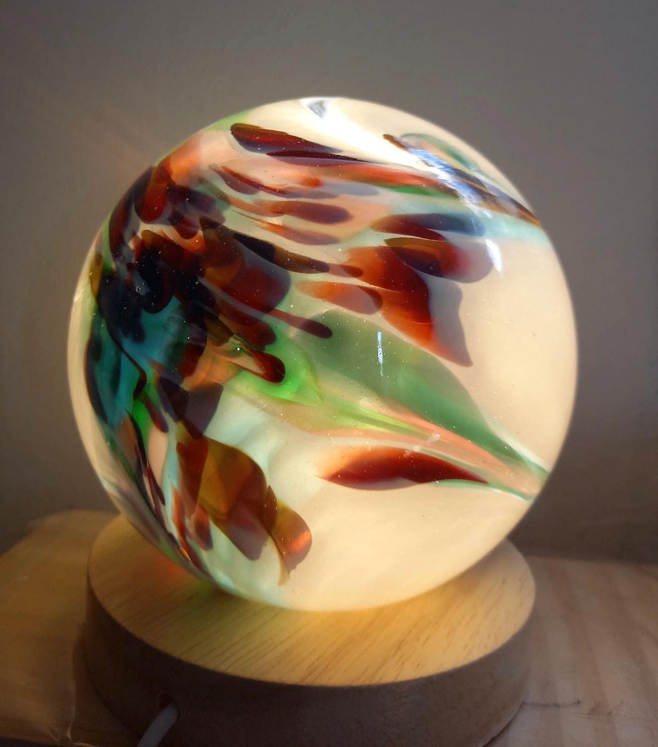 Handcrafted Glass Sphere LED Lamp: Unique Ambient Lighting, USB Powered